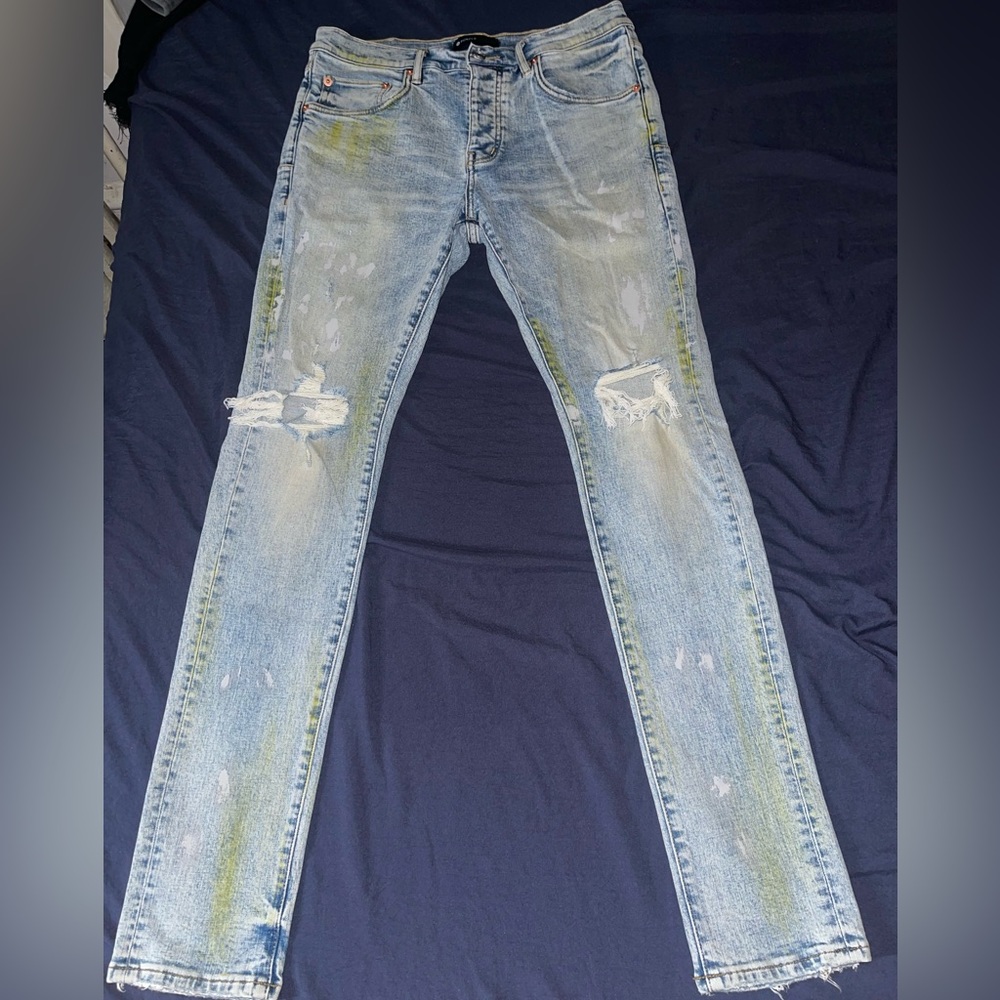 Purple Brand P001 Tinted Distressed Skinny Jeans